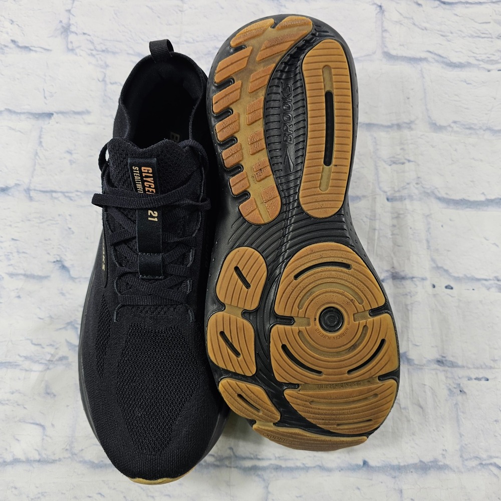 Brooks Glycerin StealthFit 21 Running Shoes Mens 11.5 Black Gold Sneakers - Picture 8 of 13